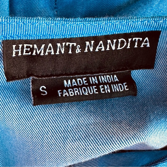 Anthropologie Hemant & Nandita Blue Lianna Embroidered Blouse Size S - Picture 14 of 16